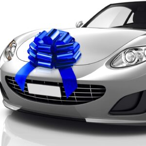 Mifflin-USA Big Car Bow (Metallic Blue, 18 inch) Gift Bow, Giant Bow for Car, Birthday Bow, Huge Car Bow, Car Bows, Big Blue Bow, Christmas Bow for Cars, Gift Wrapping, Big Gift Bow for Car Decor