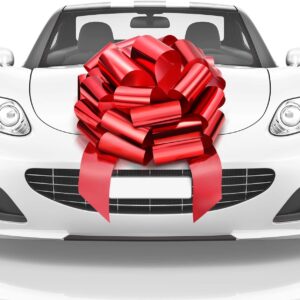 Mifflin-USA Big Car Bow (Metallic Red, 18 inch) Gift Bow, Giant Bow for Car, Birthday Bow, Huge Car Bow, Car Bows, Big Red Bow, Christmas Bow for Cars, Gift Wrapping, Big Gift Bow for Car Decor