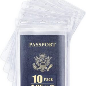 Mifflin-USA Passport & Card Holders (Clear, 4x6 Inches, 10 Pack), Extra Large ID Name Badge Holder, Zipperless Vertical Plastic Card Holders