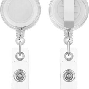 MIFFLIN Retractable ID Badge Reels (White, 20 Pack) w/Snap Strap to Secure Name Card Holder