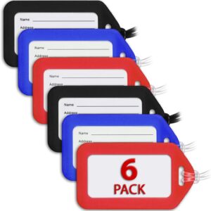Mifflin-USA Luggage Tags (Classic, 6 PK), Bag Tag for Baggage, Suitcase Tags Bulk