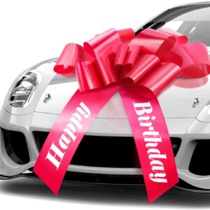 MIFFLIN-USA Happy Birthday Bow, Giant Car Bow (Matte Red, 30 inch) Big Gift Bow, Giant Bow for Car, Birthday Bow, Huge Car Bow, Car Bows, Big Red Bow, Bow for Gifts, Gift Wrapping Car Decor