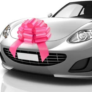 MIFFLIN-USA Big Car Bow (Matte Pink, 18 inch) Gift Bow, Giant Bow for Car, Birthday Bow, Huge Car Bow, Car Bows, Big Pink Bow, Christmas Bow for Cars, Gift Wrapping, Big Gift Bow for Car Decor