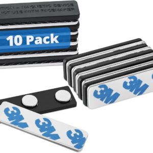 Mifflin-USA Name Tag Magnets (10 Magnets, 1.75 x 0.5 inches), Name Tag Magnet Backs w/ 3 Extra-Strong Neodymium Magnets for ID Badge Holders