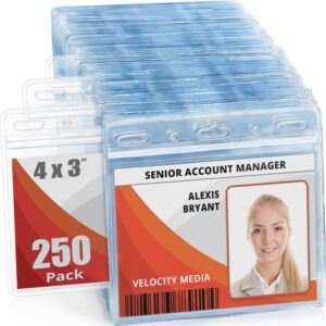 Mifflin-USA Card Protector (Clear, 4x3 Inches, 250 Pack), Waterproof and Resealable Horizontal Plastic ID Name Badge Holders