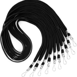 MIFFLIN-USA Bulk Flat Lanyards for ID Badges (Black, 36 Inch, 100 Pack), Comfortable Neck Straps